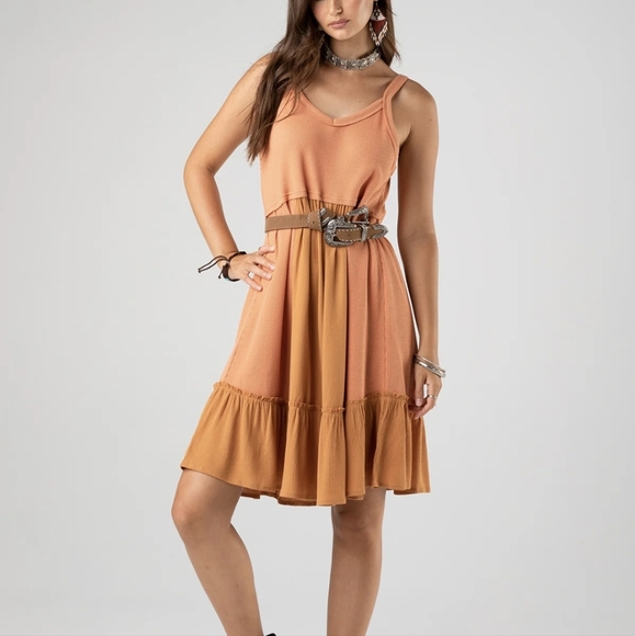 Miss Me Mixed Media Cami Dress Orange Women's Medium NWT - Picture 1 of 9